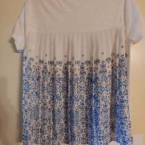 Chico's Top with Blue Floral Back Pleat
